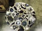 Black Agate Stone Geode Side & Sofa Center Table Top, Handmade Decor Interior