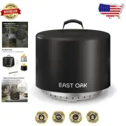 Premium Smokeless Fire Pit Cover - 21'' Waterproof Fabric, Easy Storage & Handle