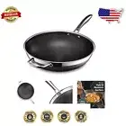 Stainless Steel 12-Inch Nonstick Wok with Stay-Cool Handle & Easy Cleanup