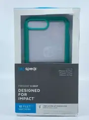 Speck Presidio V-GRIP Series Case for Apple iPhone 8 Plus - Clear/Caribbean Blue