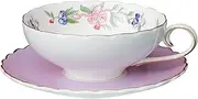 Fine Bone China Coffee Cup,Porcelain Coffee Cup and Saucer, Lotus Flower Tea Cup Set, Afternoon Tea Cup with Gold Trim (Color : Purple, Size : 200 ml)