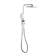 MIXX Wels 3 Star 8L/min Chrome Chai Square Retro E- Fit Twin Shower