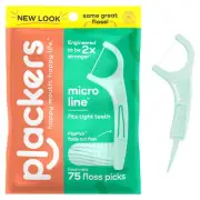 Plackers Micro Line Dental Floss Pick Fold-Out FlipPick Tuffloss Fresh Mint 75Ct