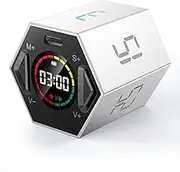 Ticktime Pomodoro Timer Cube - Magnetic Flip Hexagon With Mute & Adjustable Sound Alert for Work, Office, ADHD, Study, Task - 3/5/10/15/25/30min & Custom Countdown - Gray