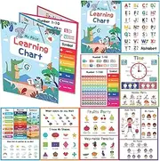 wasoyun Early Childhood Education Posters Foldable Early Childhood Learning Posters 1-3 AlphabetPosters Homeschool Supplies Classroom Decorations 11" x 8.5"