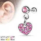 CZ Heart Surgical Steel Helix Tragus Barbell Cartilage Bar Stud Earring