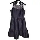 Kate Spade Mikado Twill Dress 8 Black Sleeveless Pearls Open Back Wedding Party