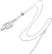 [HAWILLOSCH] Mesh Pendant Necklace Brackets Jewelry Of The Lid Locket Necklaces DIY Pendant Necklace Crystal Metal Necklace Chain Mesh Pendant Gemstone Net Necklace Stainless Steel Silver