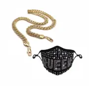 12mm Ice Bling Miami Cuban Link Face Mask Chain Necklace Holder