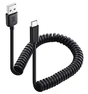 [Cable Matters] Coiled USB A to USB C Cable 30-120cm, 3A/15W Fast Charging, Support Apple CarPlay, Android Auto, Coiled USB to USB C Cable, for iPhone 15/15 Pro/15 Plus/15 Pro Max, Galaxy S23, iPad