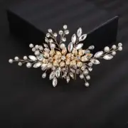 Wedding Hair Comb Bridal Flower Rhinestone Hair Side Comb Gold Silver Rhinest...
