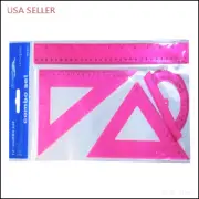 Geometry Ruler Set Degre Protractor 180°- Rectangular Rulers 7 "30°/60°-6"45°/90