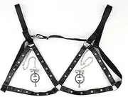 RTNPKLA BDSM Adjustable Steel Nipple Clamp Bra Breast Bondage Body Harness with Chain Sexy Underwear Nipple Clitoris Clips Nipple Clamps Flirt BDSM Steel Sex Toys for Women(C)