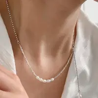 在飛比找momo購物網優惠-【MoonDy】s925純銀 淡水珍珠項鍊 串珠項鍊 小珍珠