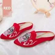 Women Soft Ethnic Slippers Flat Shoes Sandals Embroideries Pointed Toe Casual