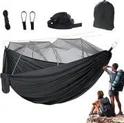 Hammock with Net,Durable Camping Hammock Net Portable - Breathable Lightweight Waterproof Compact Camping Accessories for Backyard Hiking Outdoor Outside Travel Survival Backpacking