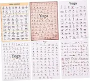 SUPVOX 6pcs Yoga Wall Art Canvas Prints Vibrant Yoga Poses Chart for Home Decor Fitness Rooms for Beginners Advanced Practitioners