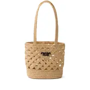 [Prada] Prada Logo-embroidered Crochet Shoulder Bag ONE SIZE NEUTRALS