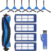 [ARyee] 12PCS Replacement Accessories for Eufy RoboVac 11S Max，RoboVac 15C Max, RoboVac 30C Max, Eufy G10 G30 Hybrid, Includes 4 Filters, 6 Side Brushes, 1 Main Brush,1 Cleaning Brush