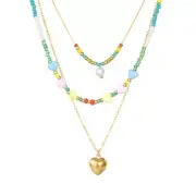 Beaded Necklace Seed Bead Multilayer Crystal Love Acrylic Necklace