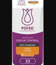 Poise Charcoal Light Liners for Bladder Leaks 132 Count (6 x 22 Pack)