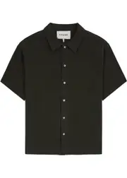 Frame Waffle-knit Cotton Shirt - Black - S S