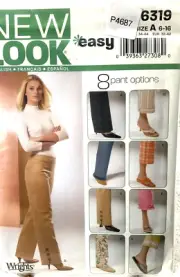 New Look Sewing Pattern 6319 Easy Pants with 8 StylesOptions Sz. 6-16