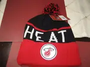 MENS MIAMI HEAT Mitchell & Ness Winter BEANIE HAT BLACK/RED/WHITE NWT