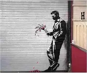 Banksy(Man) Famous Oil Paintings Reproduction Giclee Canvas Prints on Canvas Artwork Pictures on Canvas Wall Art for Home Office Decorations(75x90cm,Unframed)