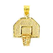 14K Gold Basketball Backboard Net Pendant