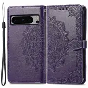 For Google Pixel 8 Pro Anti-dust Pu Leather Stand Wallet Embossed Mandala Pattern Cover
