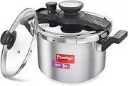 Prestige Clip-On Stainless Steel Pressure Cooker, Cook and Serve Pot with Extra Glass Lid, Large 5 Liters