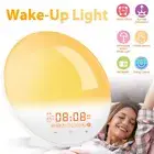 Wake up Light Sunrise Alarm Clock LED FM Radio Bedside Sounds Night Colored Lamp