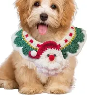 Christmas Dog Collar - Pet Winter Neck Warmer Costume, Dog Christmas Collars | Multifunctional Winter Puppy Scarf with Santa Claaus Pattern, Christmas Dog Accessories for Dogs and Cats, (White Green)