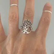 Sterling Silver Large Tree of Life Ring, Silver Ring, Boho Ring, Fortune Ring