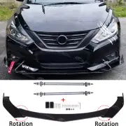 For Nissan Altima SR Nismo Front Bumper Splitter Spoiler Lip + Silver Strut Rods