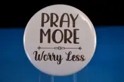 "PRAY MORE - WORRY LESS" Lot of 100 BUTTONS pinback pin 2 1/4" Christian JESUS