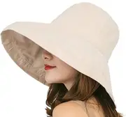 [Pocadri] Women Sun Hat Wide Brim UV Protection Soild Bucket Hat Travel Outdoor Beach Hat