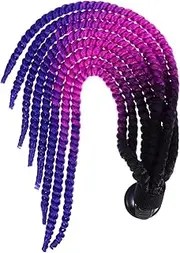 ibasenice Helmet Wig Style Wig Pigtails Applique Helmet Braid Ornament Ornament Braided Hair Tail Black Led Ponytail Adult Accessory Decorations Black High Temperature Chemical Fiber