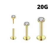 20G GOLD GEM THREADLESS PUSH PIN EAR TRAGUS DAITH HELIX LABRET RING STUD
