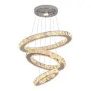 Eli & Co. Lighting Orion 3-Ring Spiral Crystal Chandelier – Dimmable Chrome Finish