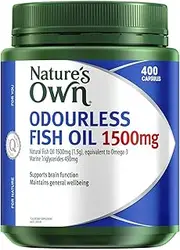 Nature's Own Odourless Fish Oil 1500mg Capsules 400 - Naturally Derived Omega 3 - Supports Brain Function, Heart & Eye Health - Maintains Healthy Cardiovascular System & General Wellbeing
