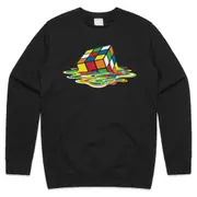 Melting Rubik's Cube Jumper Sweater Sweatshirt Funny Nerdy Geek Gift Sheldon Big Bang CrewneckHoodie
