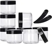 100 Pcs 20g Plastic Sample Cosmetic Containers with Lids and 10 Pcs Mini Makeup Spatula，Refillable Cosmetic Jars Lip Scrub Containers for Skincare - Black