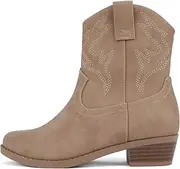 [Soda] “BLAZING-2” ~ Little Kids/Children/Girls Stitched Pointed Toe Low Heel High Top Ankle Shaft Western Boot Bootie