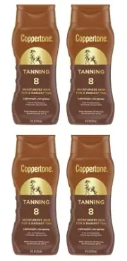 4-Pack Coppertone Tanning Sunscreen Lotion SPF 8, Broad Spectrum, 8 Fl Oz Each