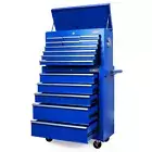 15 Drawer Tool Box Trolley Cabinet Storage Cart Garage Toolbox Organiser Blue