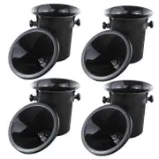 4x Wine Dump Black Plastic Wine Spittoon - Standard Size With Black Funnel Champagne Bucket--