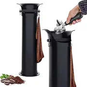 Knock Box for Espresso Grounds, Espresso Coffee Kitchen Tool Home and Commercial Use Knockbox with Removable Non-Slip Base&Barista Towel, Coffee Grind Collection Dump Bin,Black