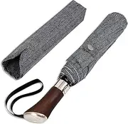 [Balios] (Designed in UK Travel Umbrella | Luxurious Golden Rosewood Handle | Auto Open & Close | Windproof Frame | Single Canopy | Automatic Folding Umbrella | Men's & Ladies